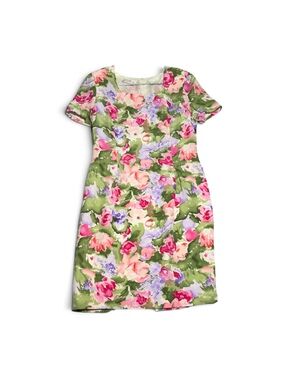 Vintage Maggy London Floral Silk Dress Size 14